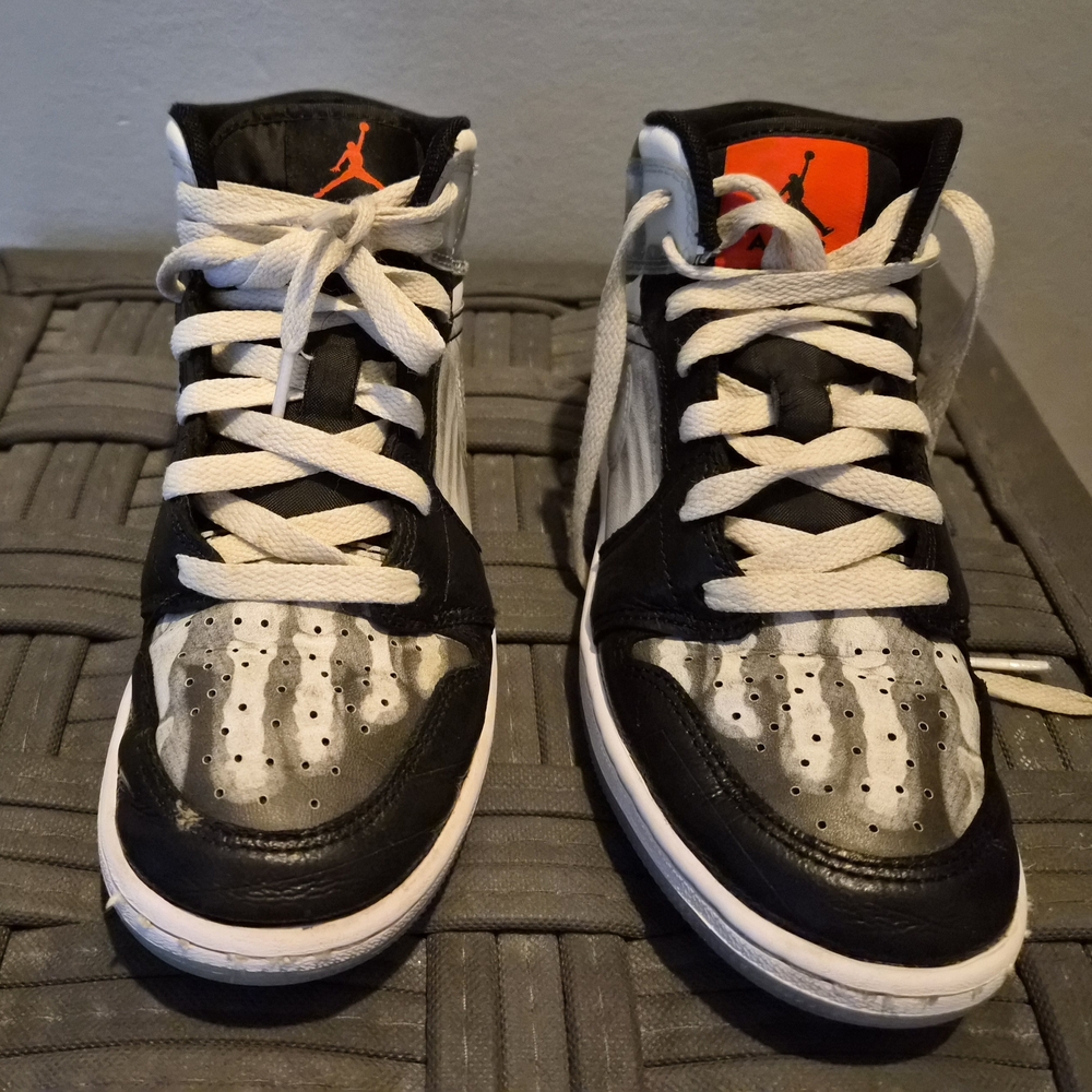 Jordan Kids Black and White Sneakers with Red Accent